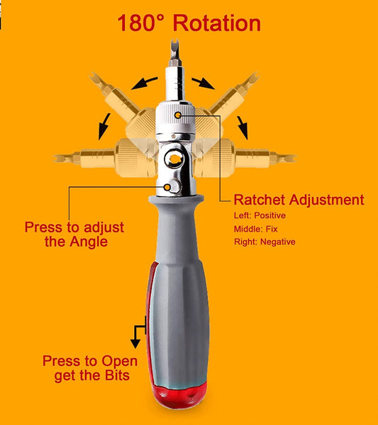 11 in 1 Ratchet Screwdriver Set with 180° Rotation Magnetic Bit