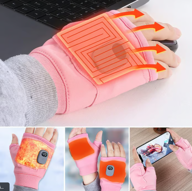 Thermostatic Heated Fingerless Gloves