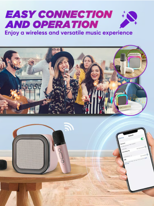 MINI KARAOKE SPEAKER WITH 2 WIRELESS REMOTES