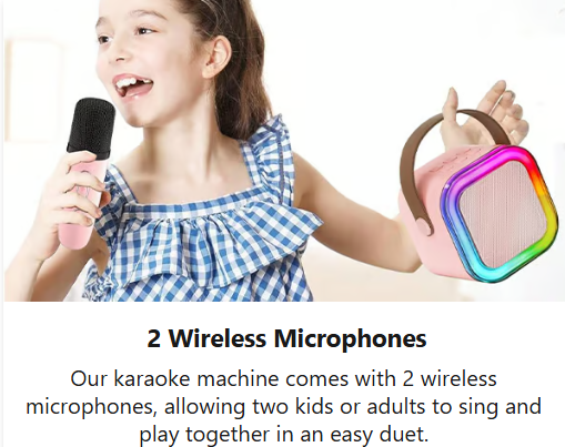 MINI KARAOKE SPEAKER WITH 2 WIRELESS REMOTES