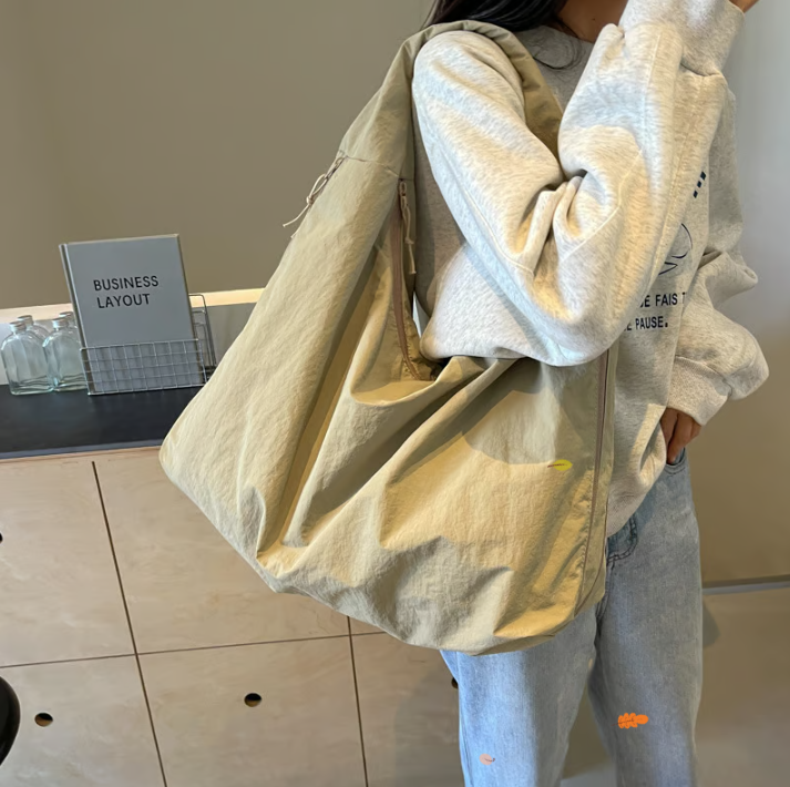 Women's Solid Color Textured Draped Tote Bag