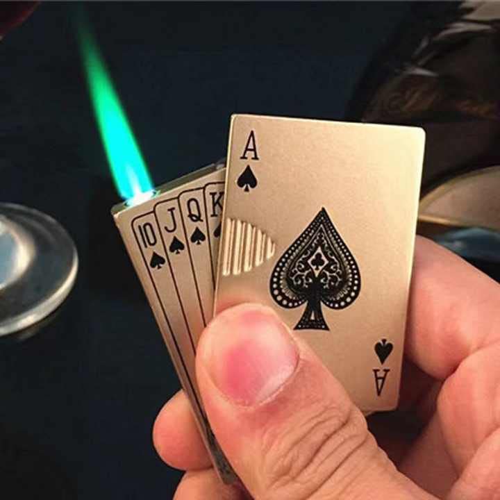 Windproof Card Shaped Ikka Cigarette Lighter (Green & Blue Flame)