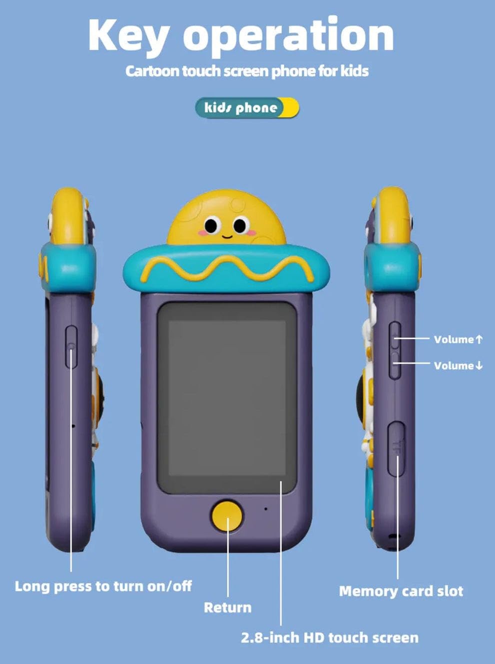 Kids Touchscreen Smartphone Toy with 360 Degree Rotating 8MP Dual Camera- MP3 Music Player- in Built Games & Wallpapers
