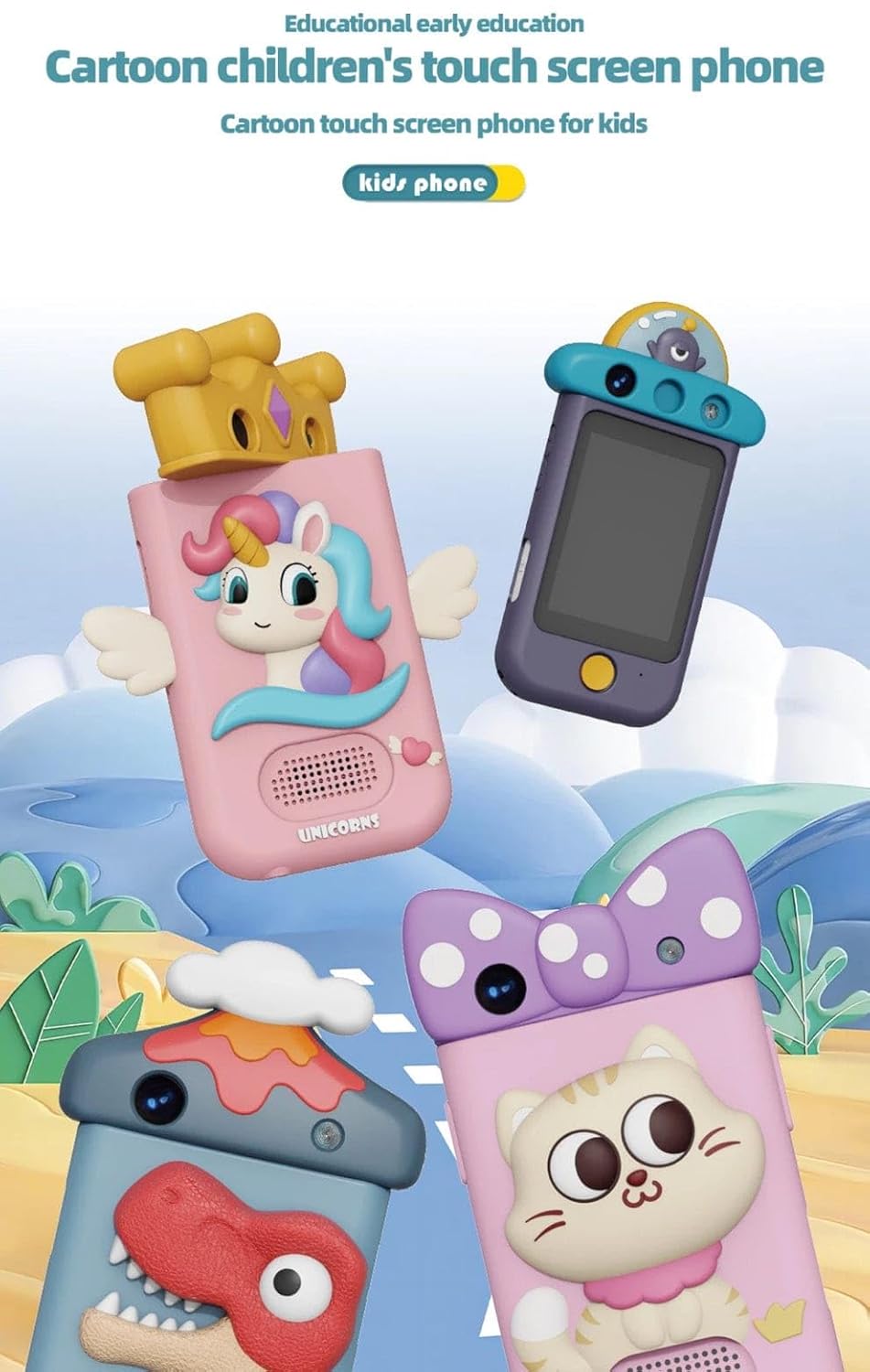 Kids Touchscreen Smartphone Toy with 360 Degree Rotating 8MP Dual Camera- MP3 Music Player- in Built Games & Wallpapers
