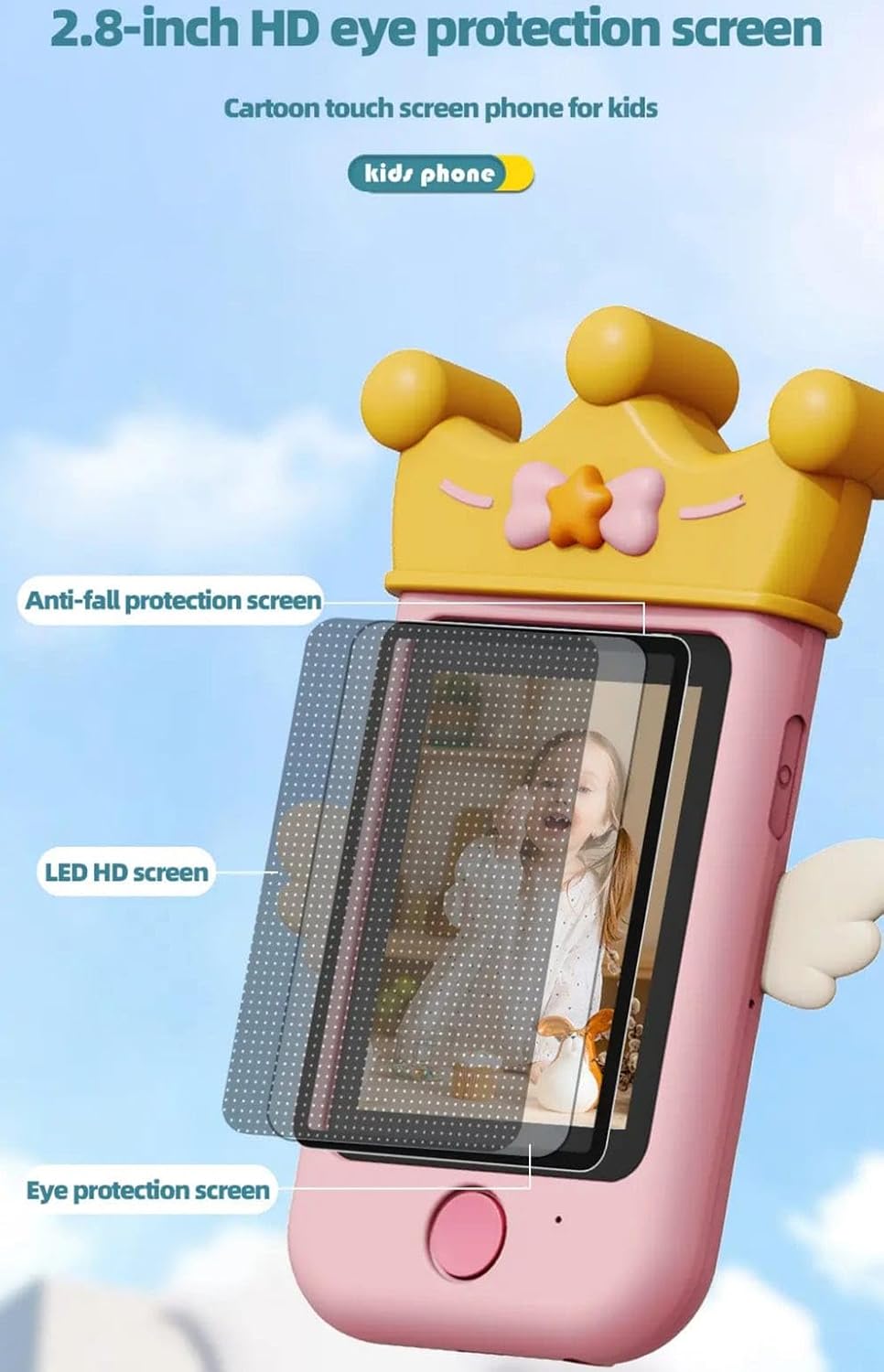 Kids Touchscreen Smartphone Toy with 360 Degree Rotating 8MP Dual Camera- MP3 Music Player- in Built Games & Wallpapers