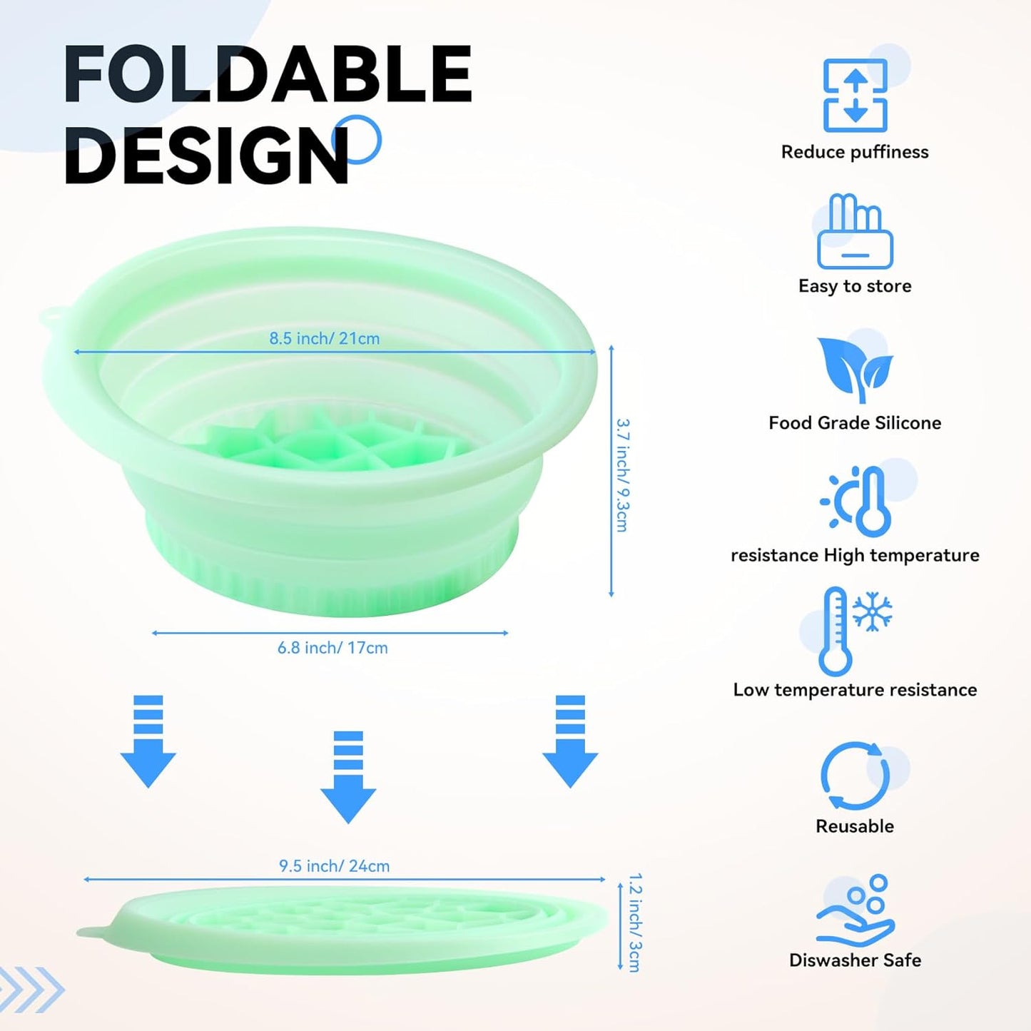 Foldable Silicone Ice Bath Facial Plunge Bowl with Inbuilt Ice tray