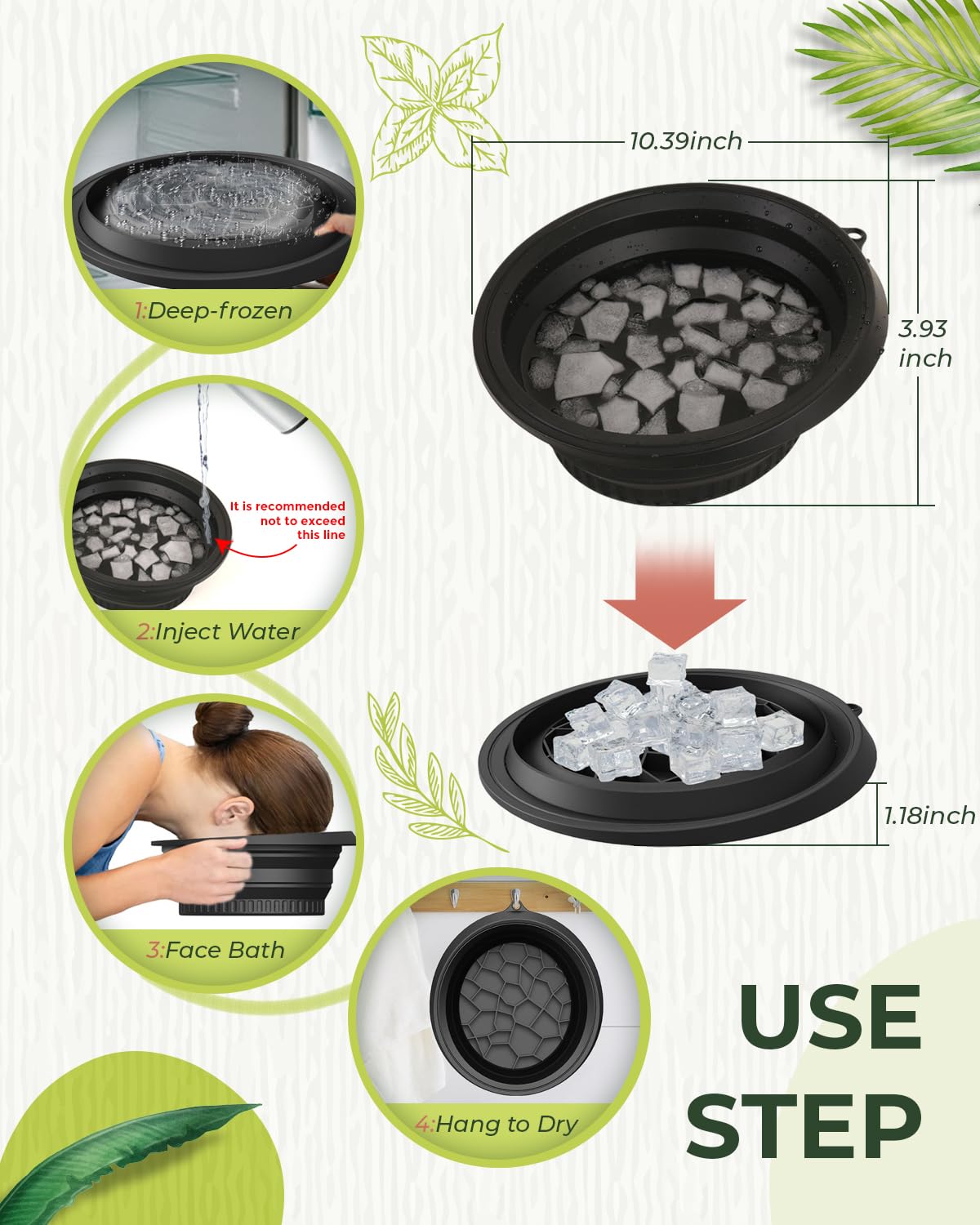 Foldable Silicone Ice Bath Facial Plunge Bowl with Inbuilt Ice tray