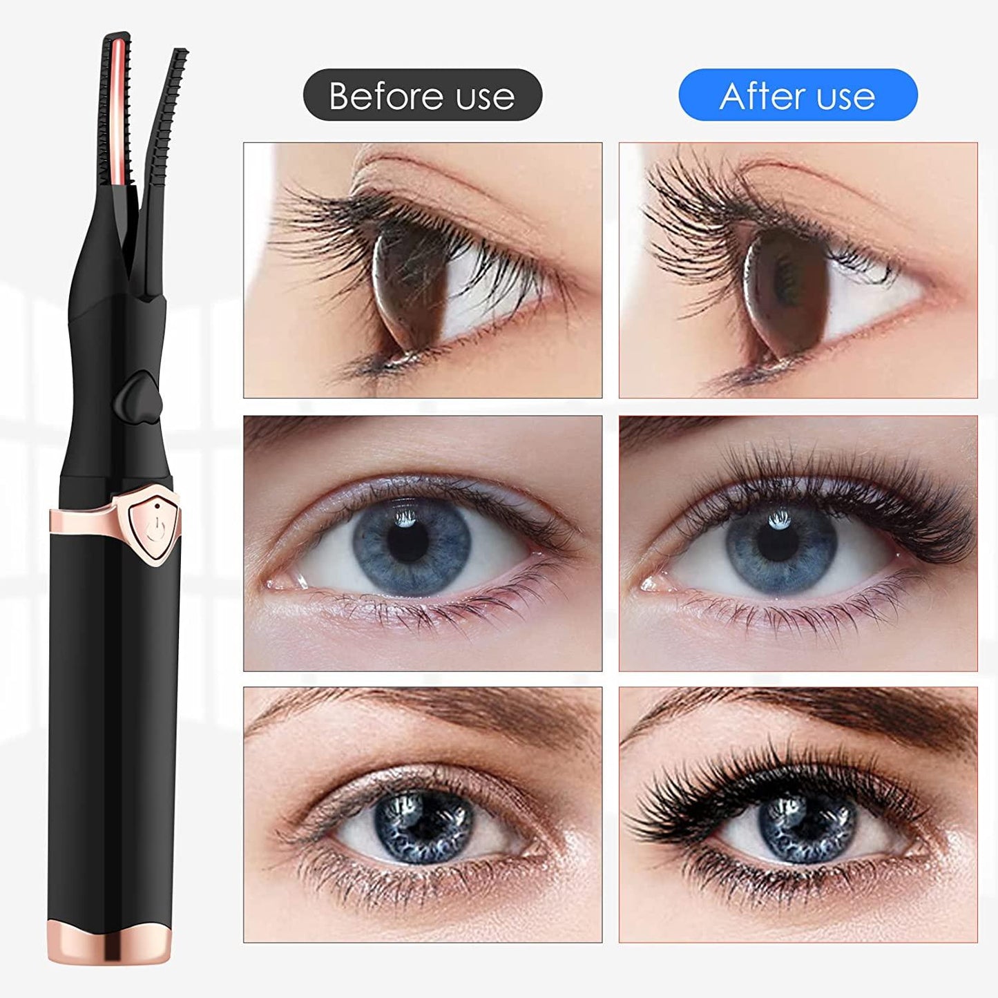 Heated Eyelash Curler Usb Rechargeable Heated Lash Curler With Built-in Comb