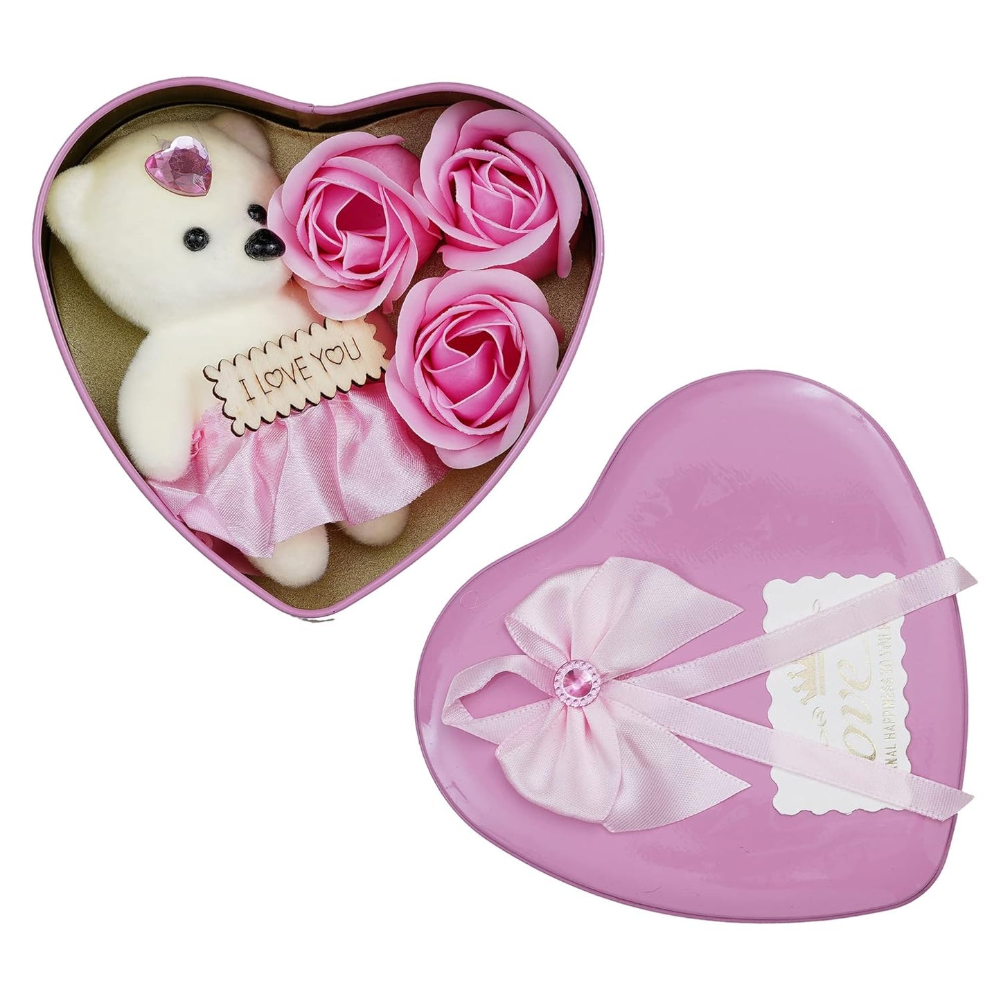 Valentine's Day Gift | I Love You Teddy Bear & Roses Heart Shaped Gift Box |