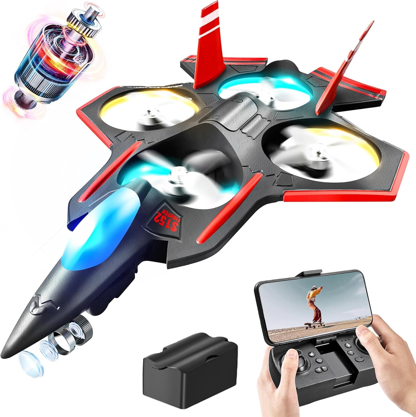 RC Flying Stunt Fighter Jet Drone| 360° Flip Fighter Jet Toy | Gravity Sensing | Stunt Roll | Best Gift
