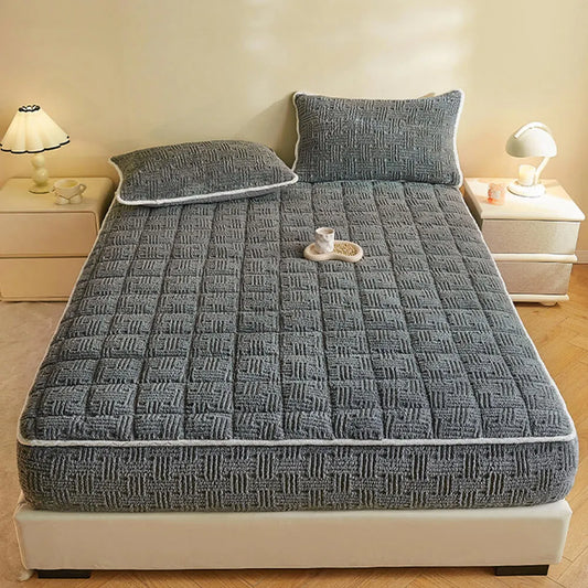 Geometric Square Thickened Soft Fitted Sheet Mattress Cover