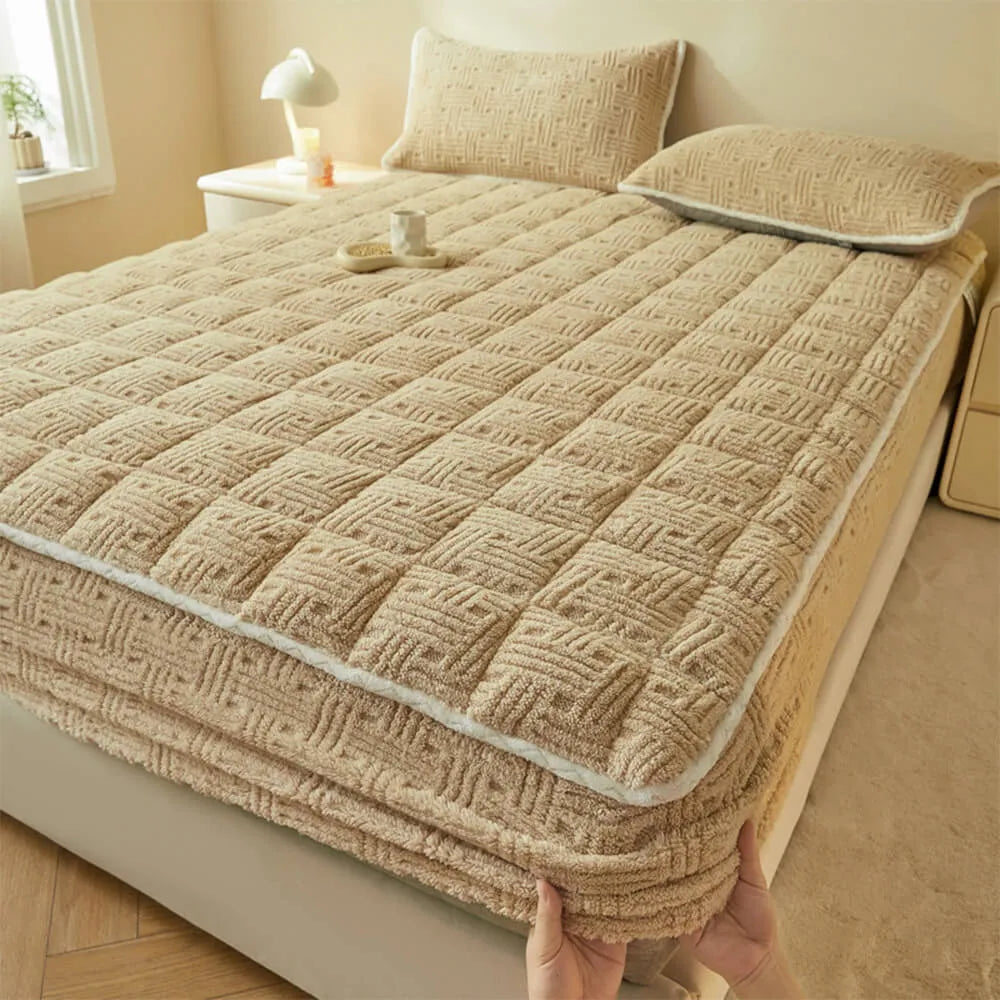 Geometric Square Thickened Soft Fitted Sheet Mattress Cover