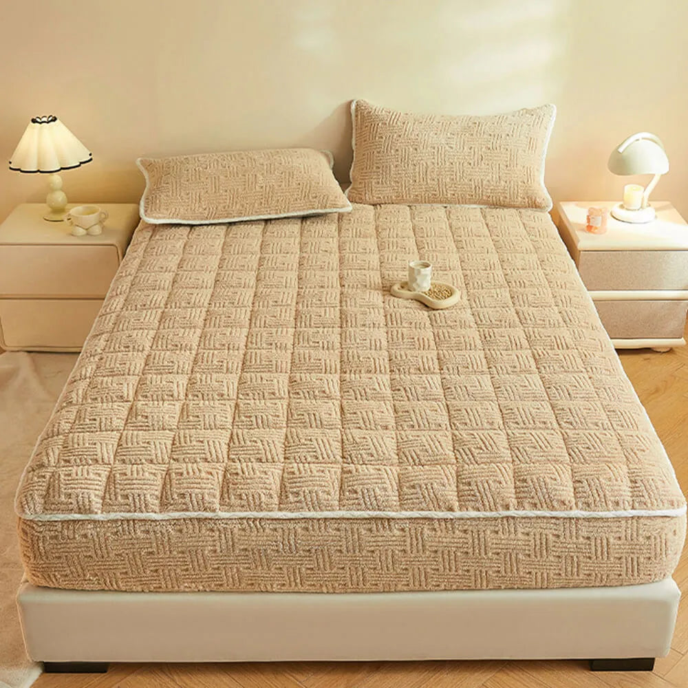 Geometric Square Thickened Soft Fitted Sheet Mattress Cover