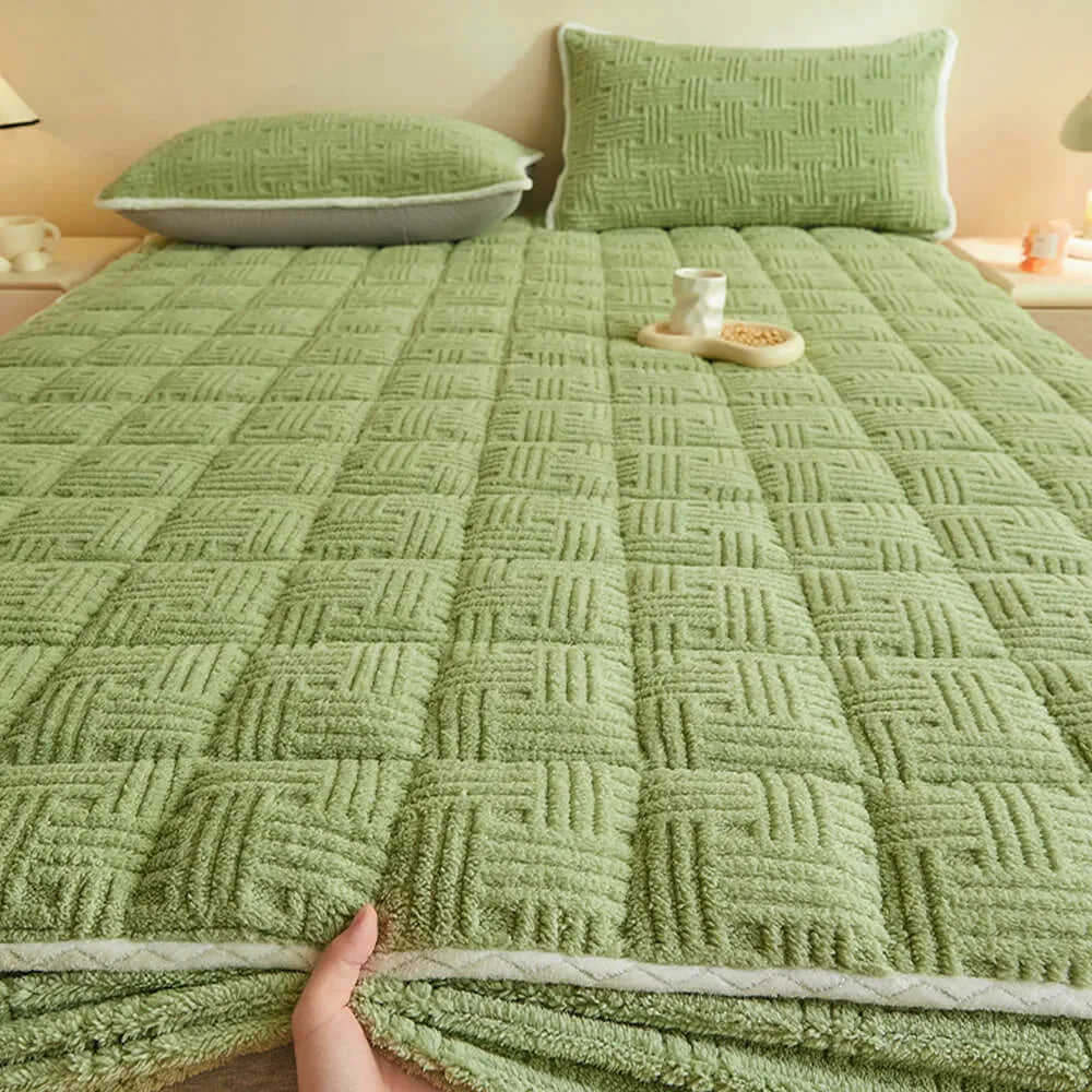 Geometric Square Thickened Soft Fitted Sheet Mattress Cover