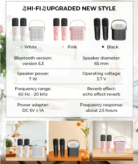 MINI KARAOKE SPEAKER WITH 2 WIRELESS REMOTES