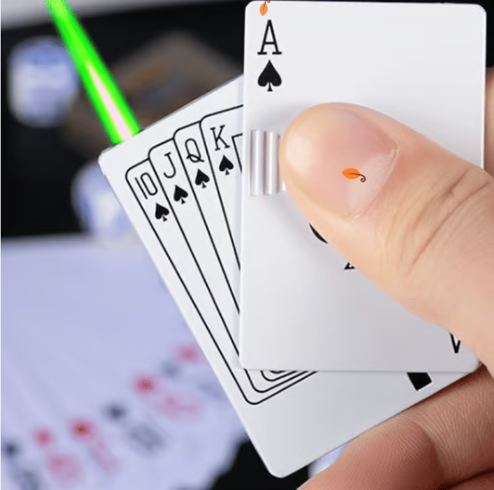 Windproof Card Shaped Ikka Cigarette Lighter (Green & Blue Flame)