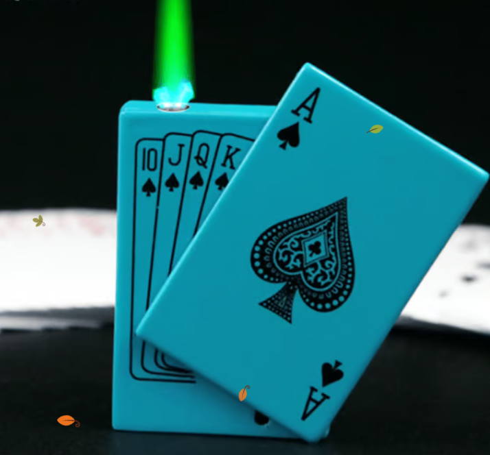 Windproof Card Shaped Ikka Cigarette Lighter (Green & Blue Flame)