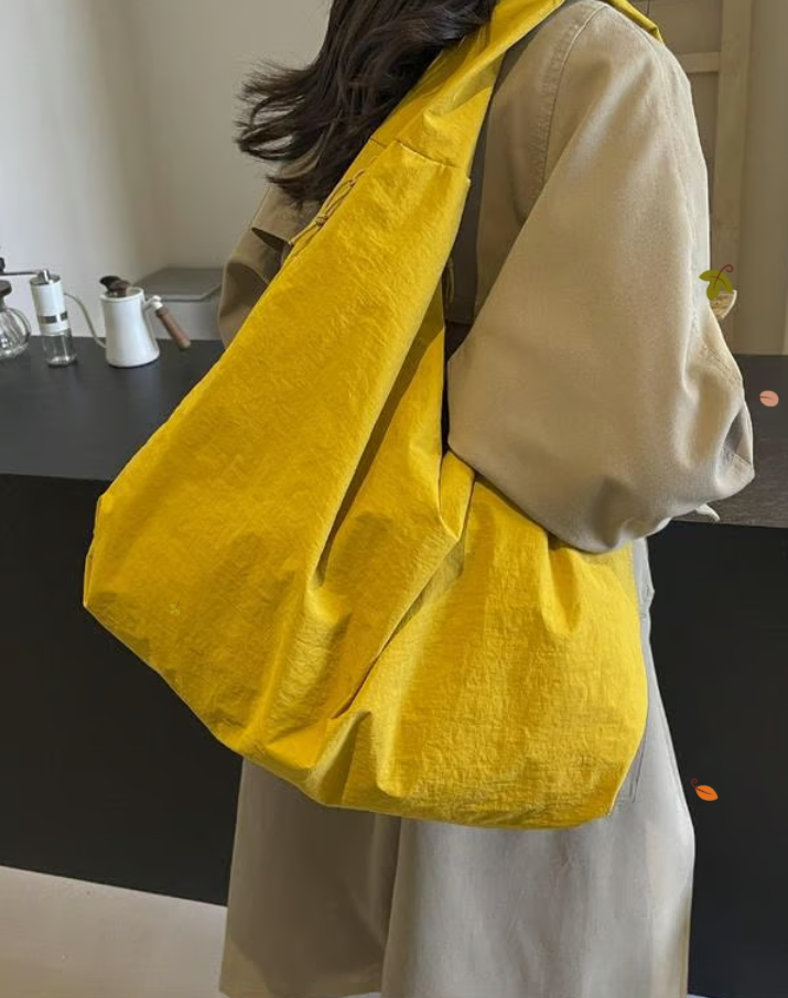 Women's Solid Color Textured Draped Tote Bag