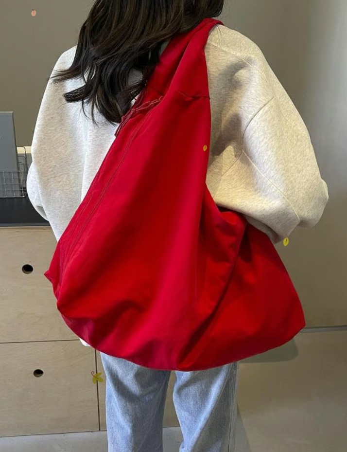 Women's Solid Color Textured Draped Tote Bag