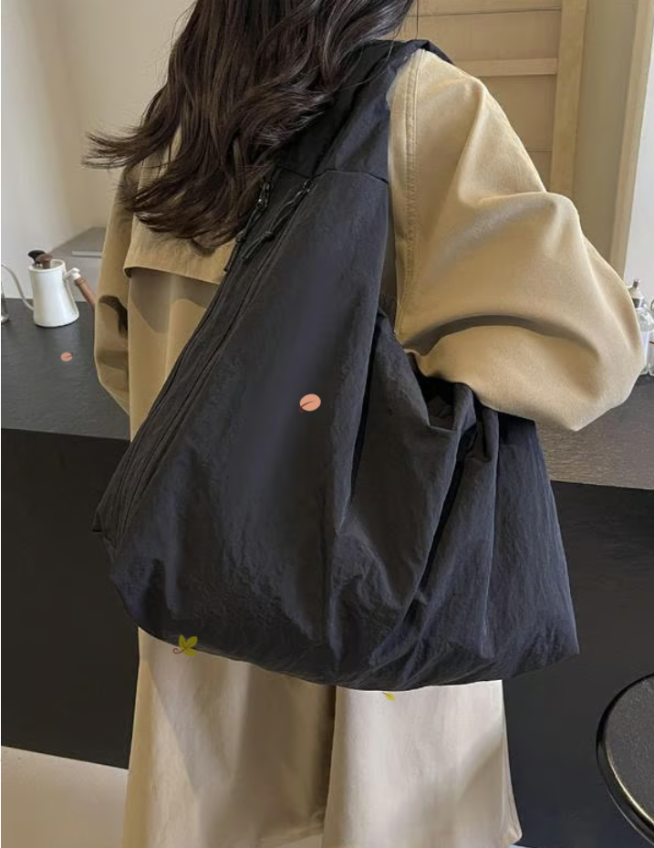 Women's Solid Color Textured Draped Tote Bag