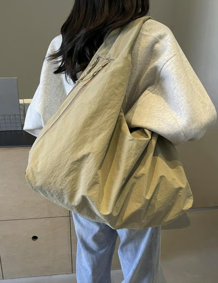 Women's Solid Color Textured Draped Tote Bag