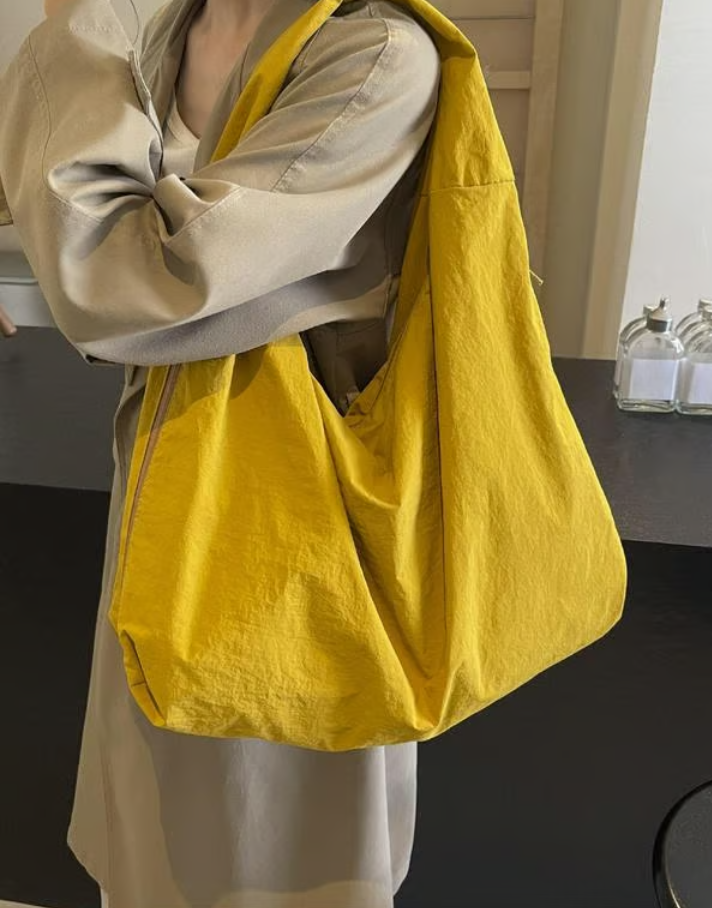 Women's Solid Color Textured Draped Tote Bag