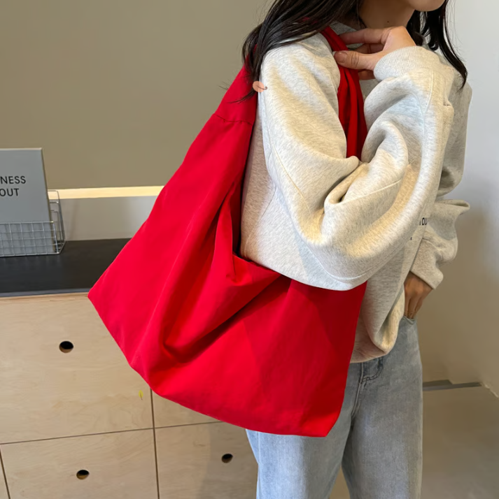 Women's Solid Color Textured Draped Tote Bag