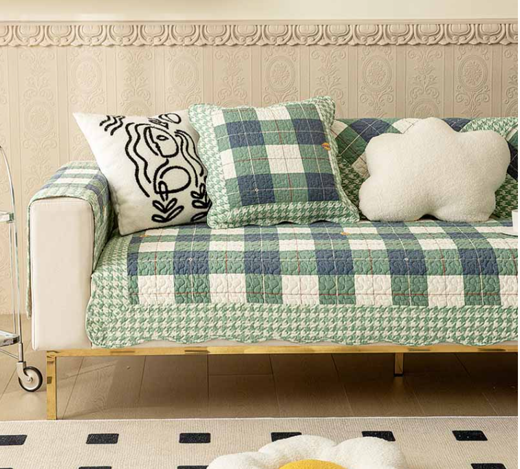 Cotton Plaid Anti-Scratch Sofa Cover