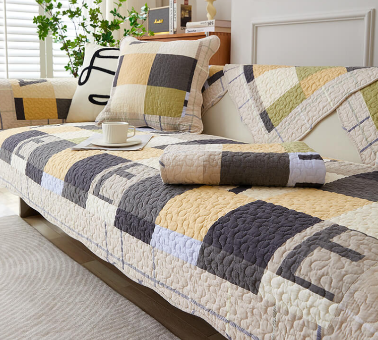 Cotton Plaid Anti-Scratch Sofa Cover