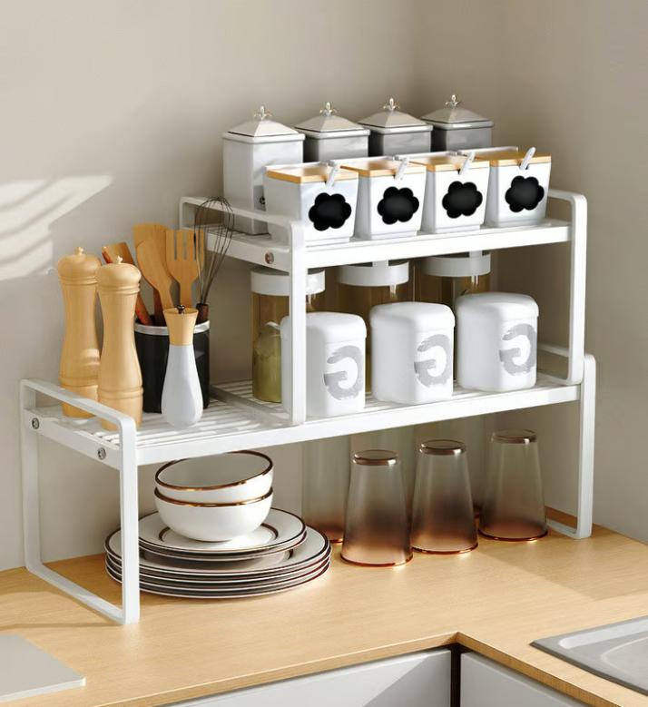 Expandable Steel Countertop Organizer For Kitchen Pantry