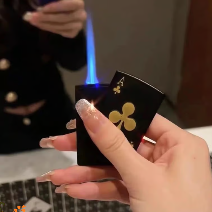 Windproof Card Shaped Ikka Cigarette Lighter (Green & Blue Flame)