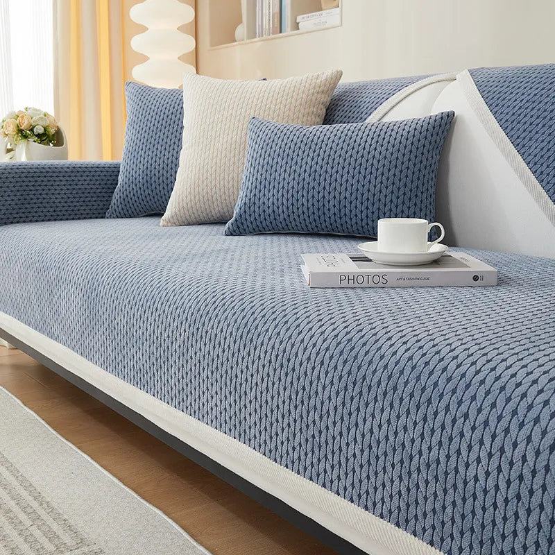 Wheat Pattern Chenille Anti-Scratch Sofa Cover